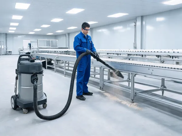 Industrial vacuum near production line