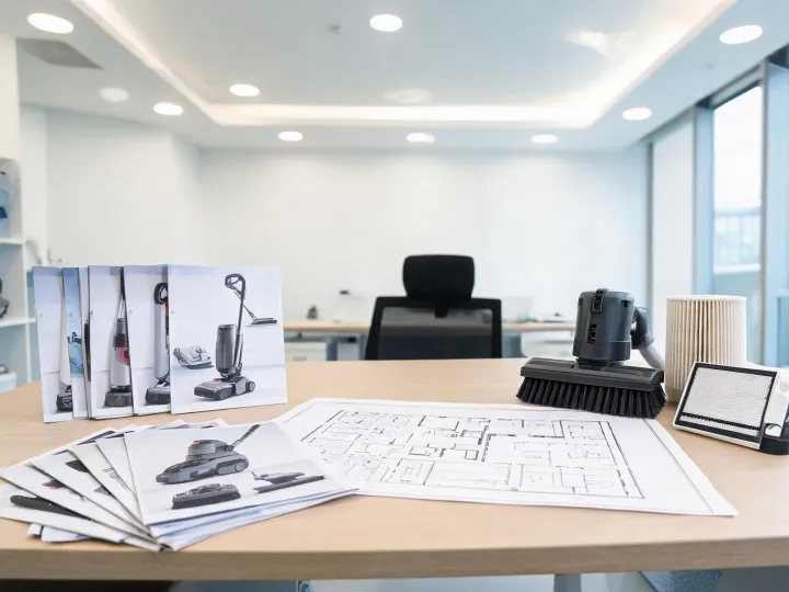 Nilfisk contact support desk with cleaning equipment documents