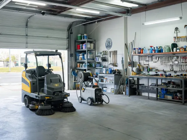 Municipal maintenance garage cleaning