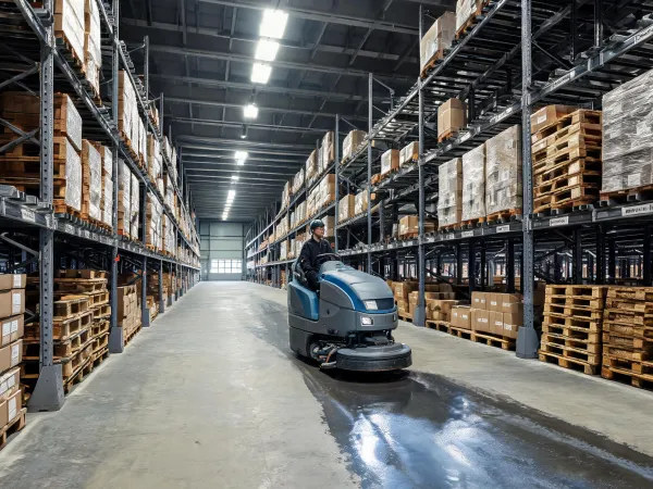 Warehouse floor cleaning route